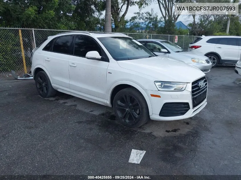 2018 Audi Q3 2.0T Premium/2.0T Sport Premium VIN: WA1BCCFS7JR007593 Lot: 40425855