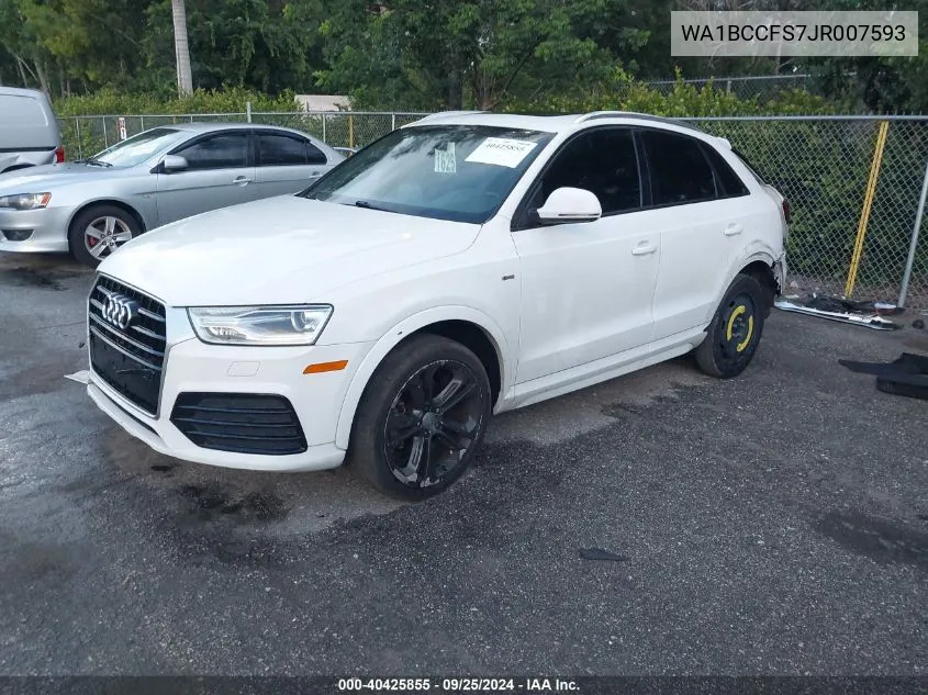 2018 Audi Q3 2.0T Premium/2.0T Sport Premium VIN: WA1BCCFS7JR007593 Lot: 40425855