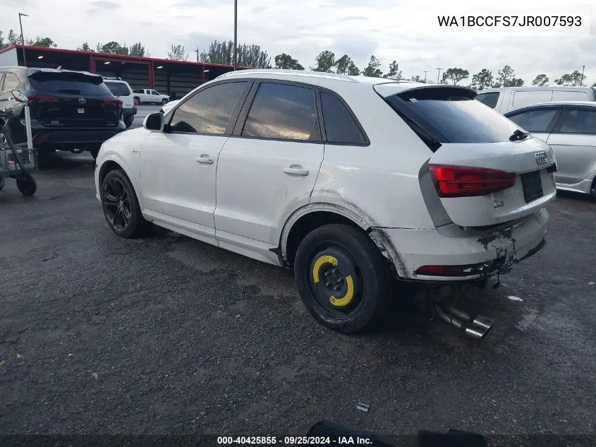 2018 Audi Q3 2.0T Premium/2.0T Sport Premium VIN: WA1BCCFS7JR007593 Lot: 40425855