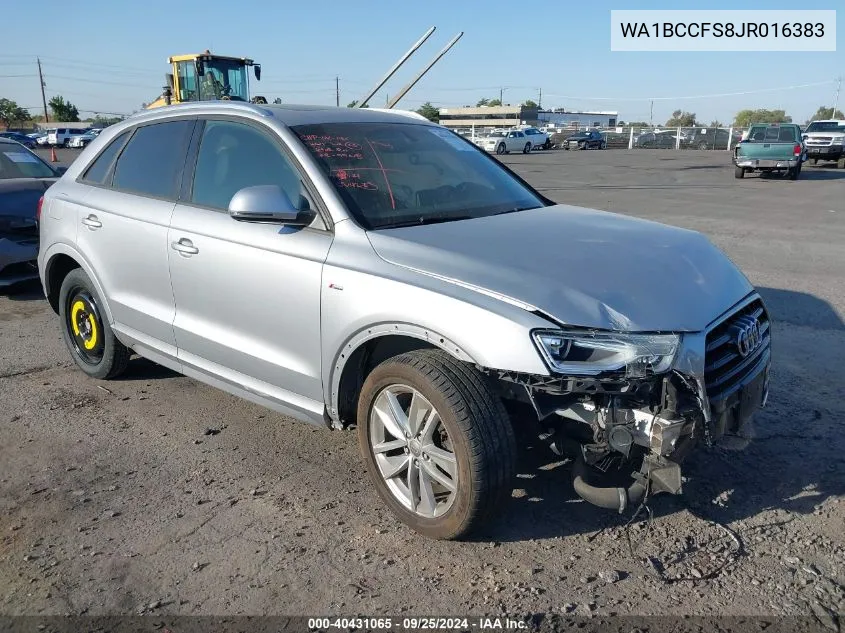 2018 Audi Q3 2.0T Premium/2.0T Sport Premium VIN: WA1BCCFS8JR016383 Lot: 40431065