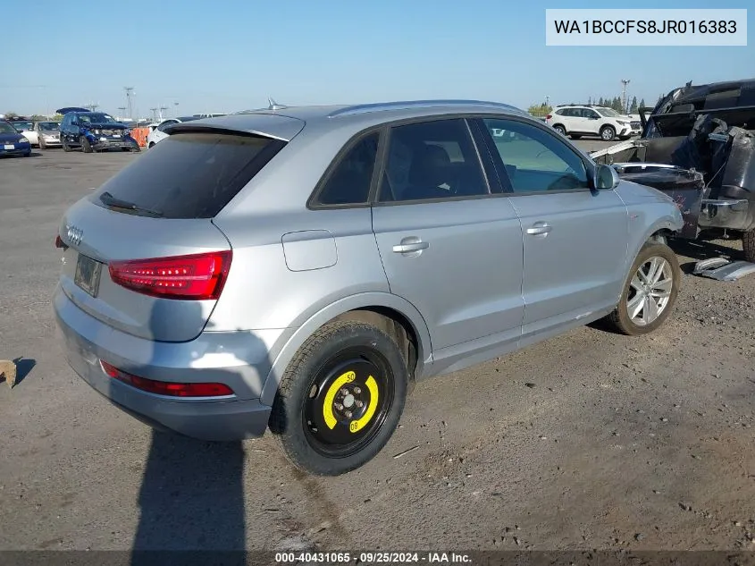 2018 Audi Q3 2.0T Premium/2.0T Sport Premium VIN: WA1BCCFS8JR016383 Lot: 40431065