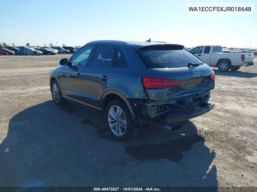 2018 Audi Q3 Premium VIN: WA1ECCFSXJR018648 Lot: 40472627