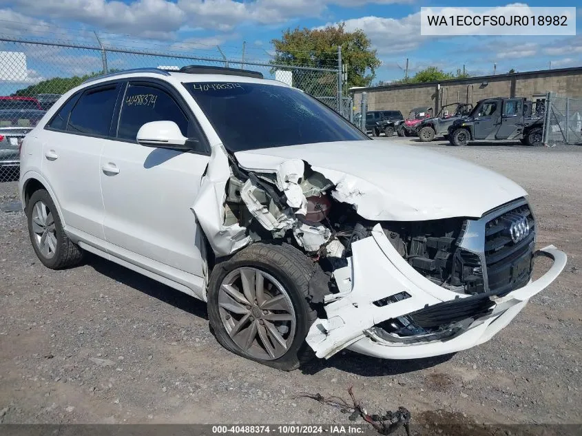 2018 Audi Q3 2.0T Premium/2.0T Sport Premium VIN: WA1ECCFS0JR018982 Lot: 40488374