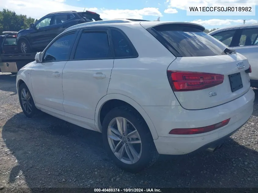 2018 Audi Q3 2.0T Premium/2.0T Sport Premium VIN: WA1ECCFS0JR018982 Lot: 40488374