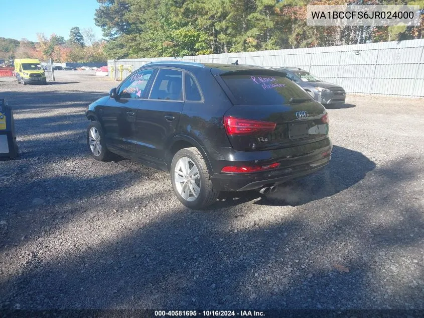 2018 Audi Q3 2.0T Premium/2.0T Sport Premium VIN: WA1BCCFS6JR024000 Lot: 40581695