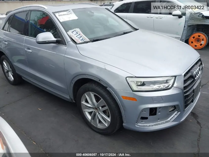 2018 Audi Q3 2.0T Premium/2.0T Sport Premium VIN: WA1HCCFS1JR003422 Lot: 40606057