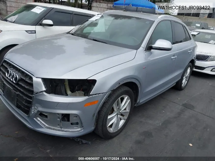 2018 Audi Q3 2.0T Premium/2.0T Sport Premium VIN: WA1HCCFS1JR003422 Lot: 40606057