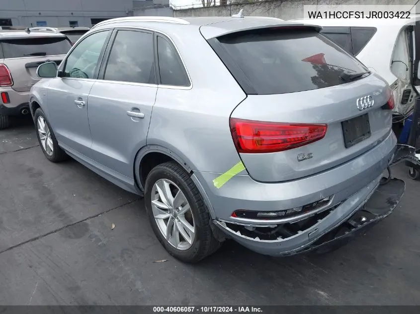 2018 Audi Q3 2.0T Premium/2.0T Sport Premium VIN: WA1HCCFS1JR003422 Lot: 40606057