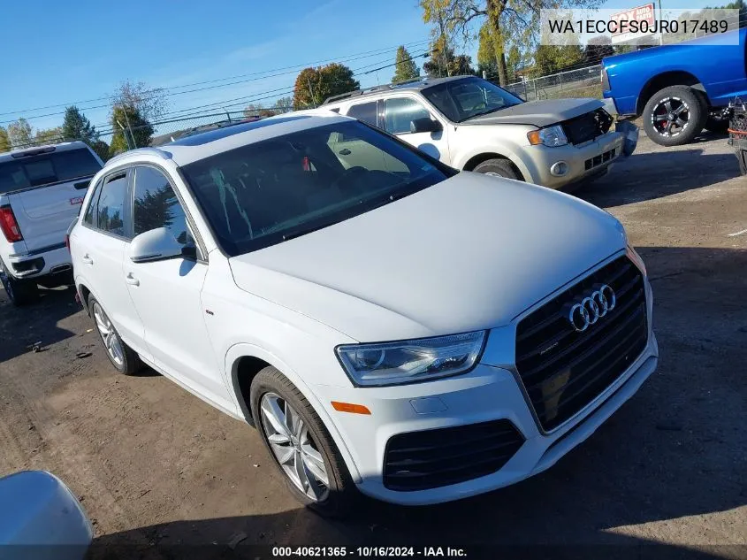 2018 Audi Q3 2.0T Premium/2.0T Sport Premium VIN: WA1ECCFS0JR017489 Lot: 40621365