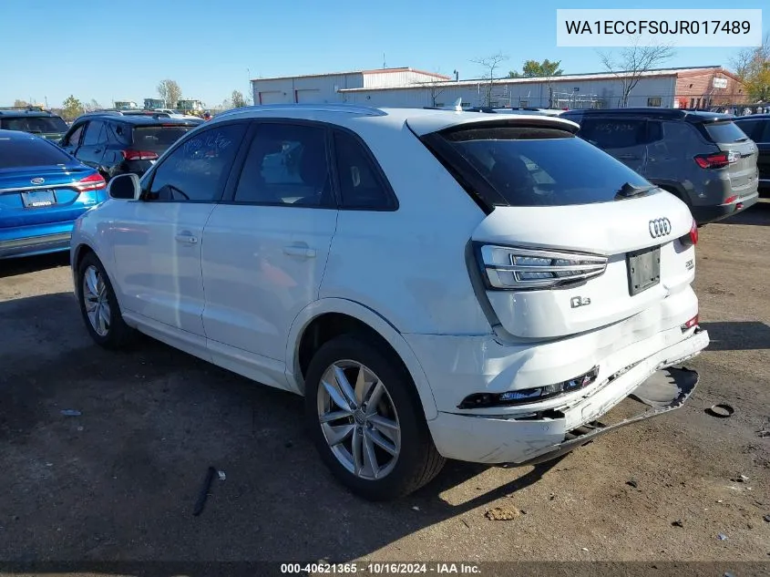 2018 Audi Q3 2.0T Premium/2.0T Sport Premium VIN: WA1ECCFS0JR017489 Lot: 40621365