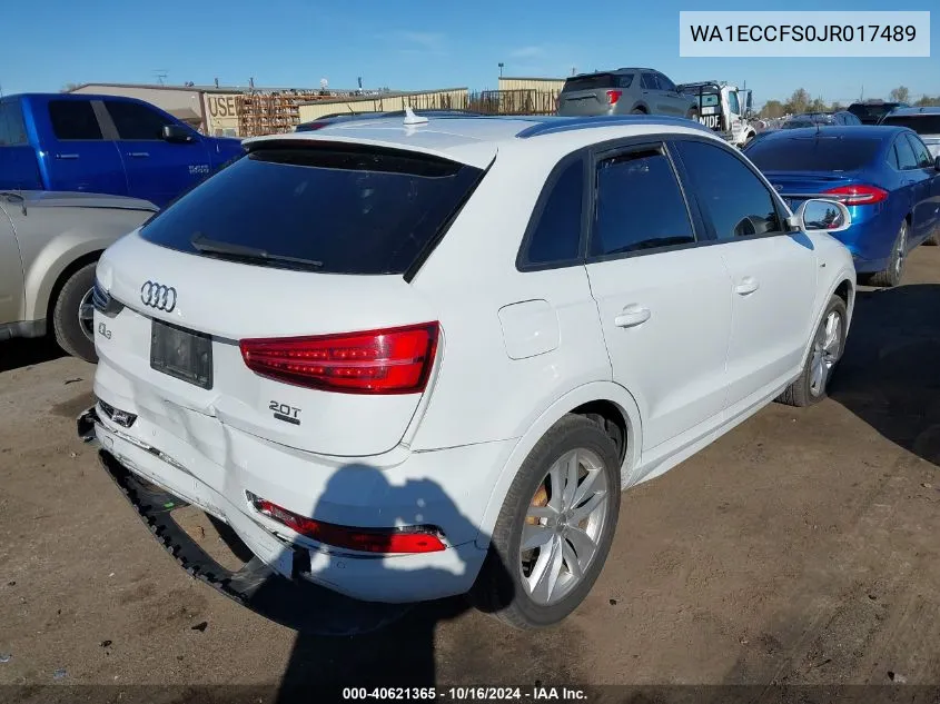 2018 Audi Q3 2.0T Premium/2.0T Sport Premium VIN: WA1ECCFS0JR017489 Lot: 40621365