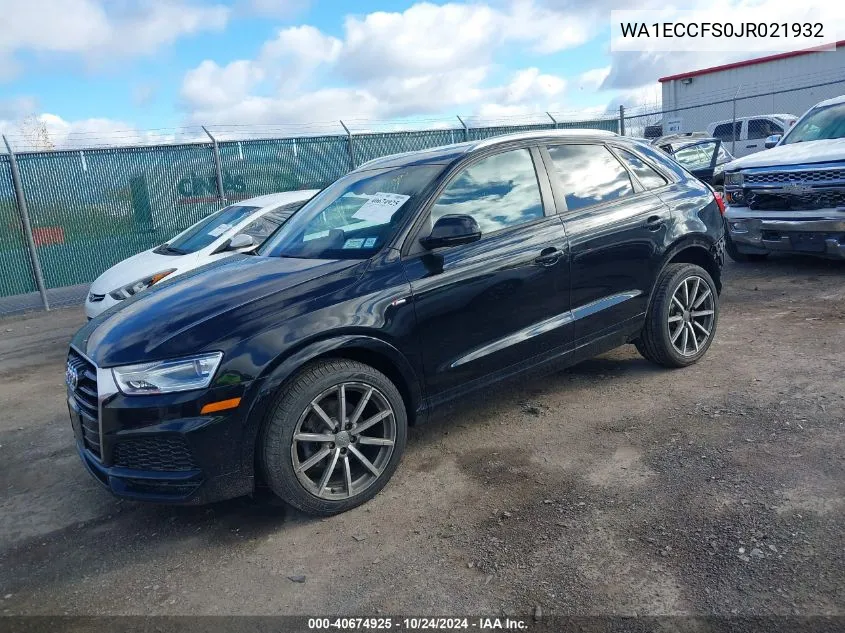 2018 Audi Q3 2.0T Premium/2.0T Sport Premium VIN: WA1ECCFS0JR021932 Lot: 40674925