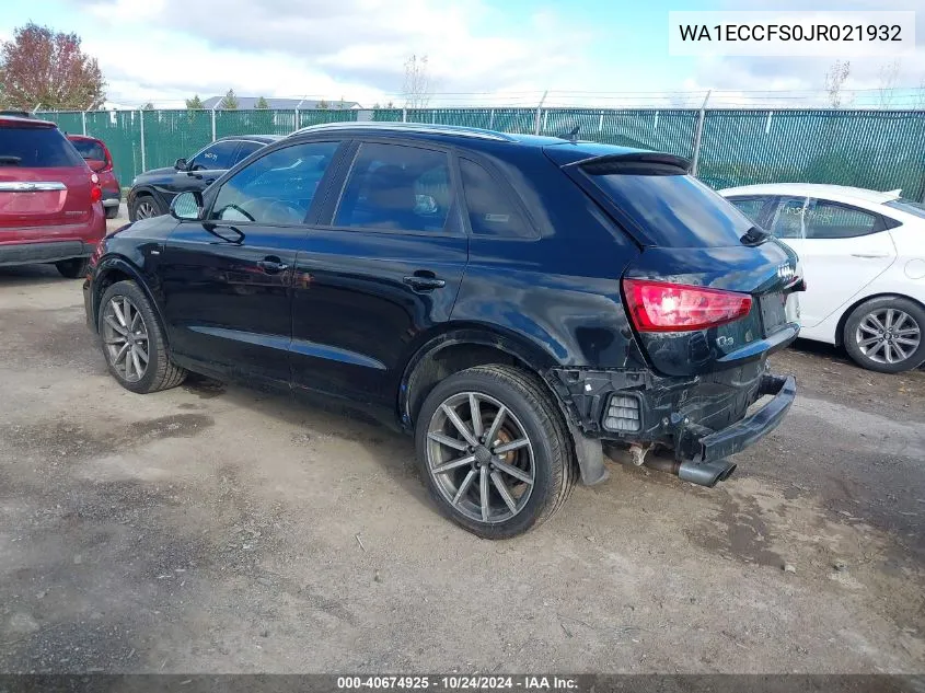 2018 Audi Q3 2.0T Premium/2.0T Sport Premium VIN: WA1ECCFS0JR021932 Lot: 40674925