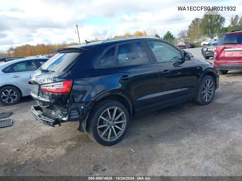 2018 Audi Q3 2.0T Premium/2.0T Sport Premium VIN: WA1ECCFS0JR021932 Lot: 40674925