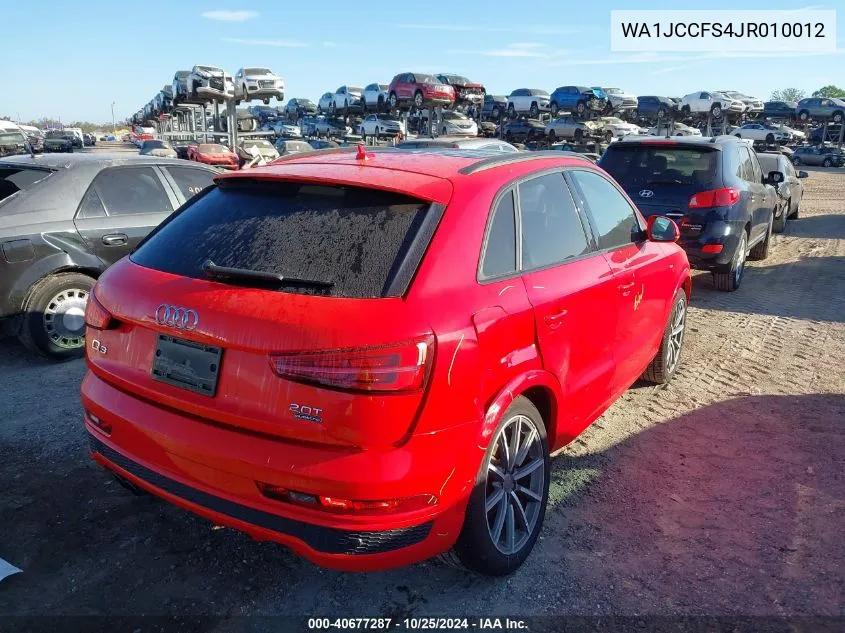 2018 Audi Q3 2.0T Premium/2.0T Sport Premium VIN: WA1JCCFS4JR010012 Lot: 40677287