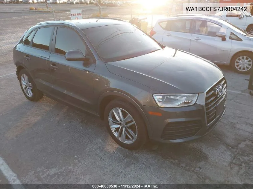 2018 Audi Q3 2.0T Premium/2.0T Sport Premium VIN: WA1BCCFS7JR004242 Lot: 40830530