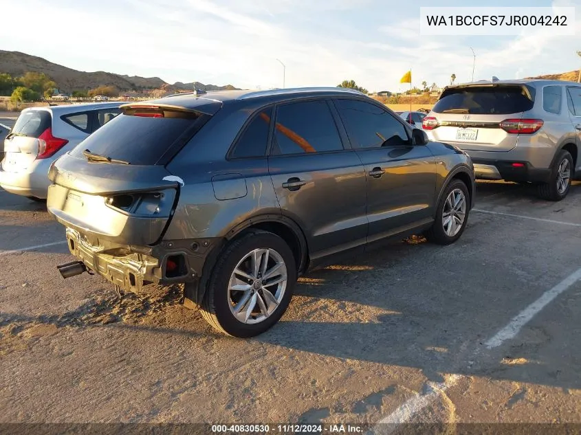 2018 Audi Q3 2.0T Premium/2.0T Sport Premium VIN: WA1BCCFS7JR004242 Lot: 40830530