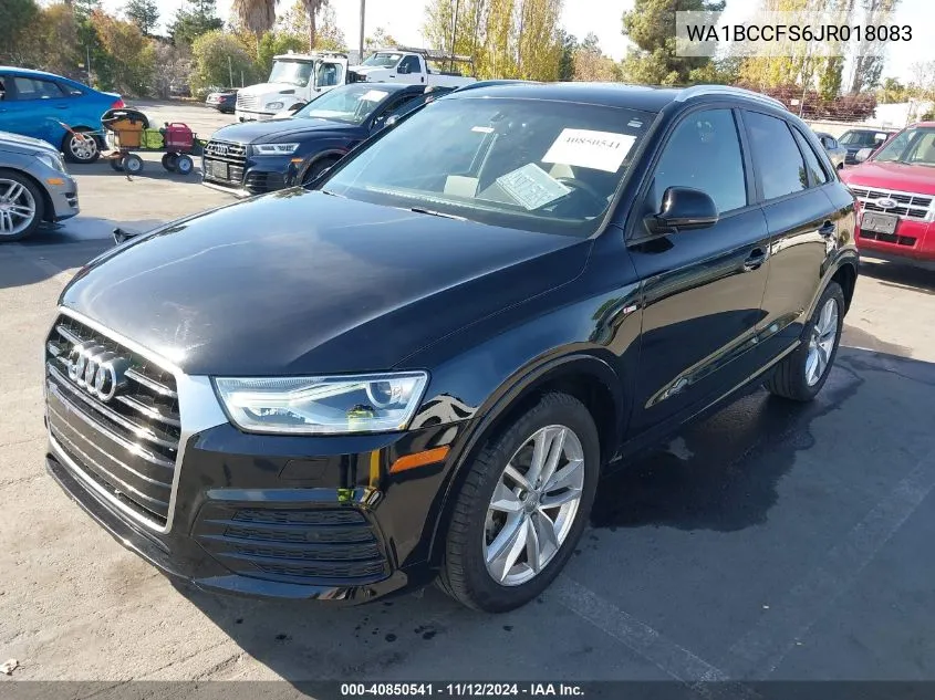 2018 Audi Q3 2.0T Premium/2.0T Sport Premium VIN: WA1BCCFS6JR018083 Lot: 40850541