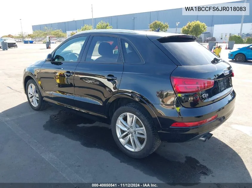 2018 Audi Q3 2.0T Premium/2.0T Sport Premium VIN: WA1BCCFS6JR018083 Lot: 40850541