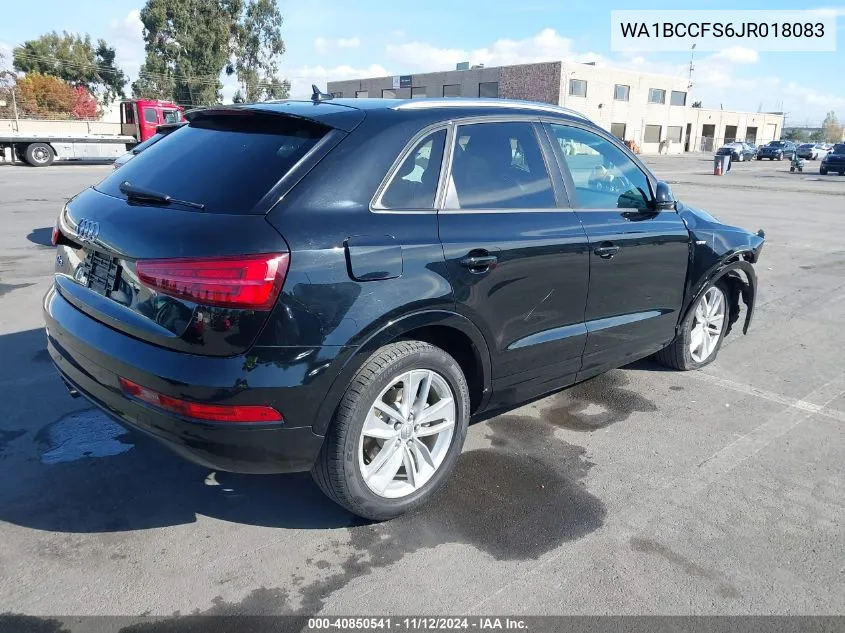 2018 Audi Q3 2.0T Premium/2.0T Sport Premium VIN: WA1BCCFS6JR018083 Lot: 40850541