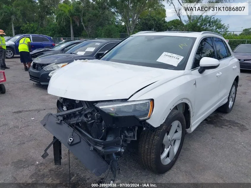 2019 Audi Q3 2.0T Premium VIN: WA1AECF31K1086807 Lot: 39989538