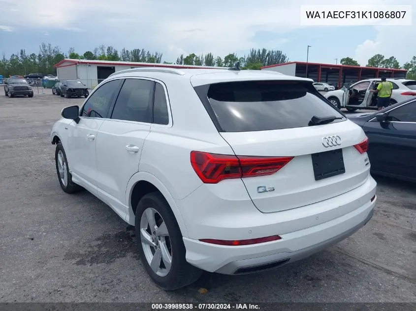 2019 Audi Q3 2.0T Premium VIN: WA1AECF31K1086807 Lot: 39989538