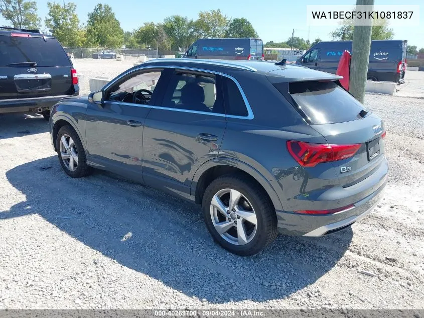 2019 Audi Q3 2.0T Premium VIN: WA1BECF31K1081837 Lot: 40269700