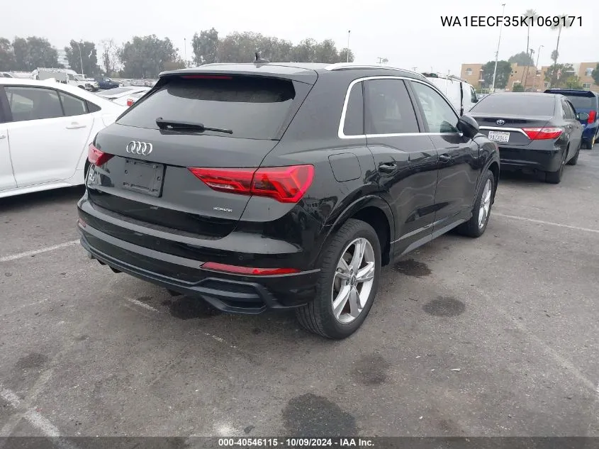 2019 Audi Q3 2.0T S Line Premium VIN: WA1EECF35K1069171 Lot: 40546115