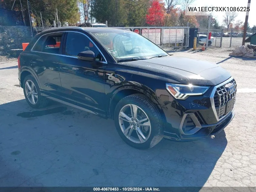 2019 Audi Q3 2.0T S Line Premium VIN: WA1EECF3XK1086225 Lot: 40670453