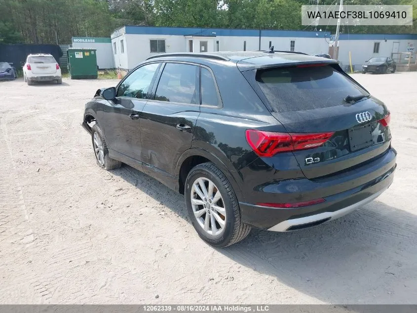 2020 Audi Q3 VIN: WA1AECF38L1069410 Lot: 12062339