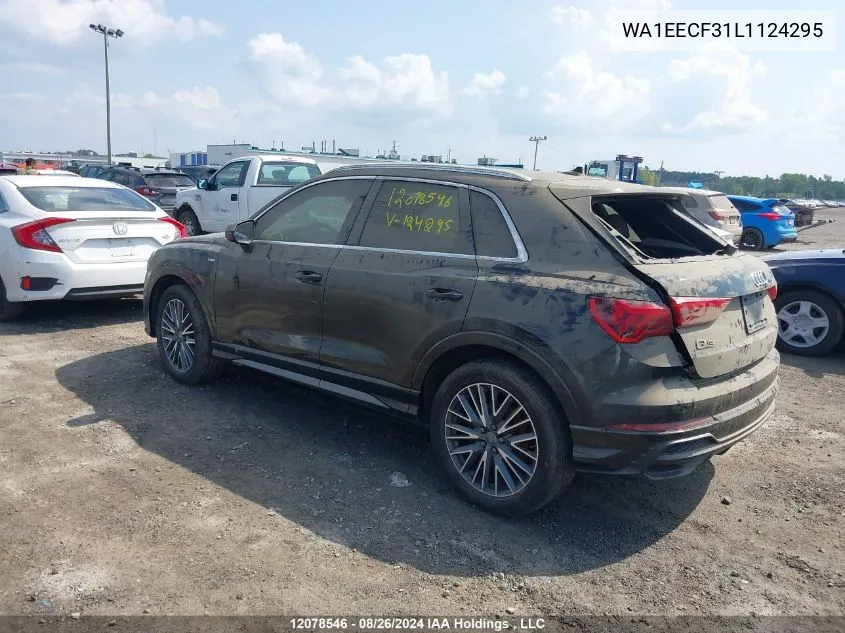 2020 Audi Q3 VIN: WA1EECF31L1124295 Lot: 12078546