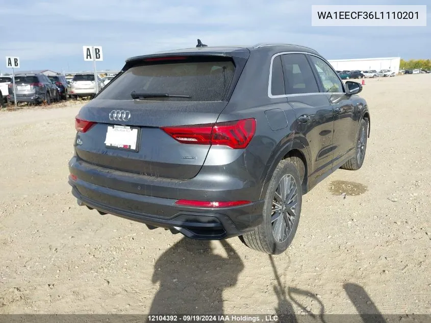 2020 Audi Q3 VIN: WA1EECF36L1110201 Lot: 12104392