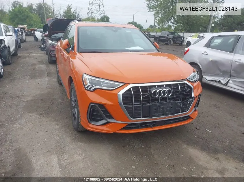 2020 Audi Q3 VIN: WA1EECF32L1028143 Lot: 12108802