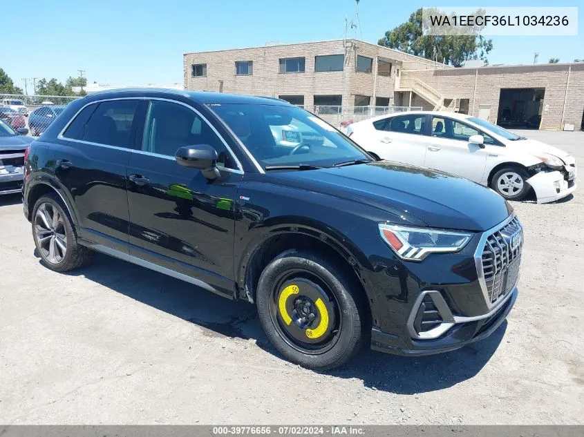 2020 Audi Q3 Premium Plus 45 Tfsi S Line Quattro Tiptronic VIN: WA1EECF36L1034236 Lot: 39776656