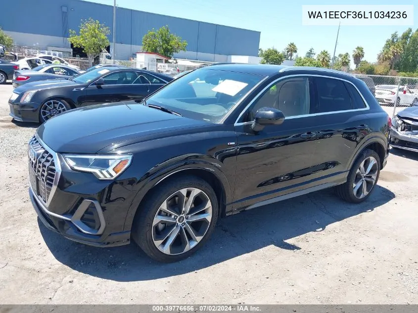 2020 Audi Q3 Premium Plus 45 Tfsi S Line Quattro Tiptronic VIN: WA1EECF36L1034236 Lot: 39776656