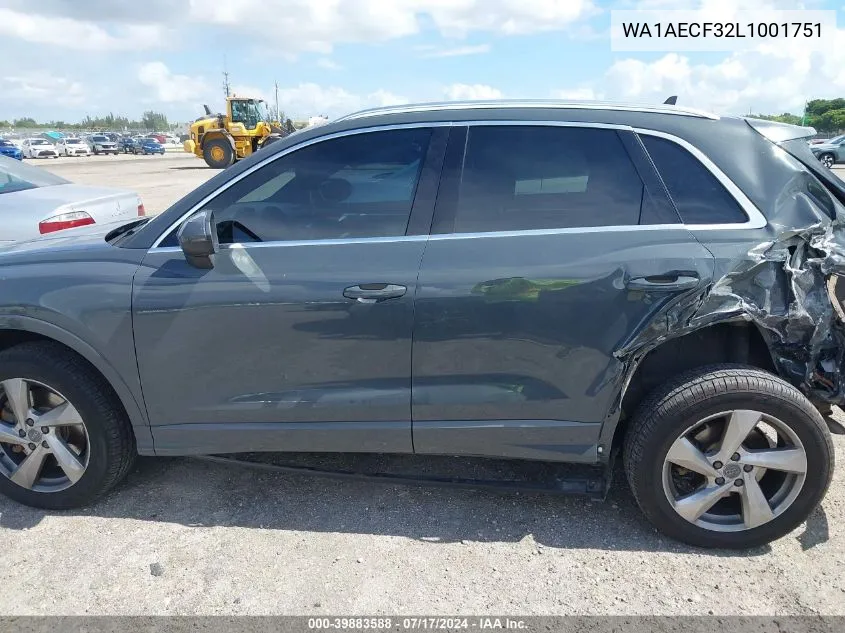 2020 Audi Q3 Premium 45 Tfsi Quattro Tiptronic VIN: WA1AECF32L1001751 Lot: 39883588