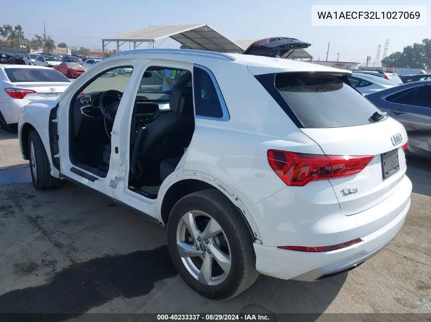 2020 Audi Q3 Premium 45 Tfsi Quattro Tiptronic VIN: WA1AECF32L1027069 Lot: 40233337