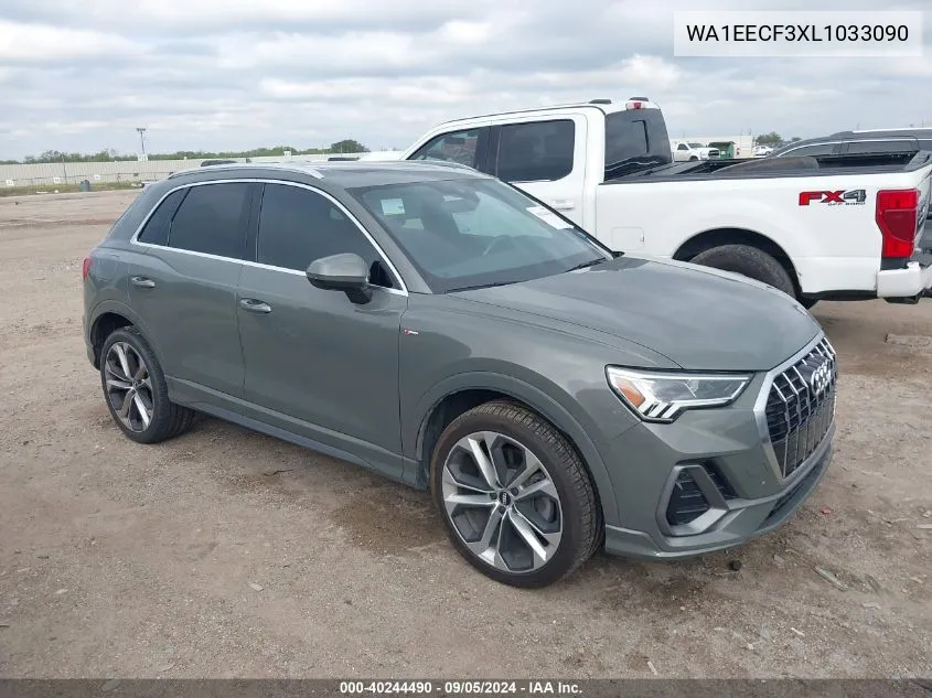 2020 Audi Q3 Premium Plus 45 Tfsi S Line Quattro Tiptronic VIN: WA1EECF3XL1033090 Lot: 40244490