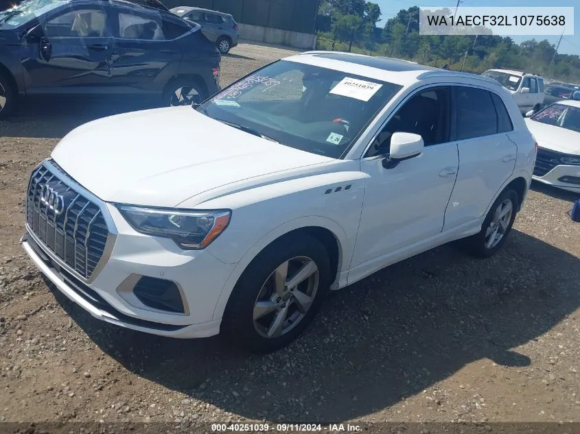 2020 Audi Q3 Premium 45 Tfsi Quattro Tiptronic VIN: WA1AECF32L1075638 Lot: 40251039