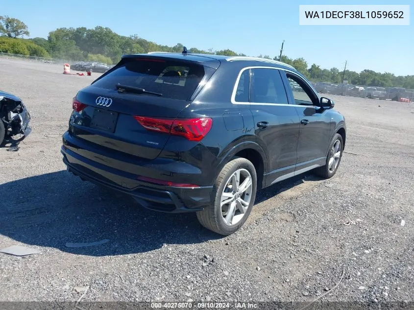 2020 Audi Q3 Premium 45 Tfsi S Line Quattro Tiptronic VIN: WA1DECF38L1059652 Lot: 40275070