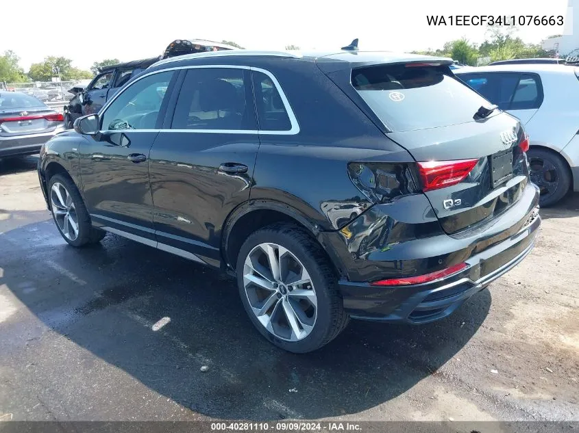 2020 Audi Q3 Premium Plus 45 Tfsi S Line Quattro Tiptronic VIN: WA1EECF34L1076663 Lot: 40281110