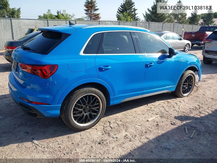 2020 Audi Q3 Premium Plus 45 Tfsi S Line Quattro Tiptronic VIN: WA1EECF39L1038183 Lot: 40298157