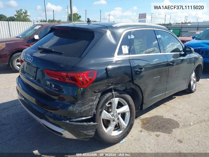 2020 Audi Q3 Premium 45 Tfsi Quattro Tiptronic VIN: WA1AECF37L1115020 Lot: 40383856