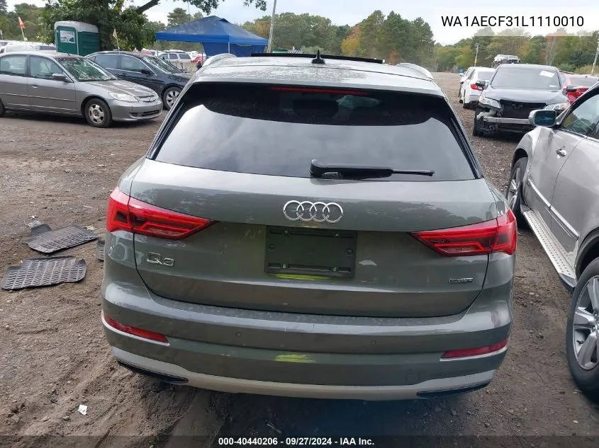 2020 Audi Q3 Premium 45 Tfsi Quattro Tiptronic VIN: WA1AECF31L1110010 Lot: 40440206