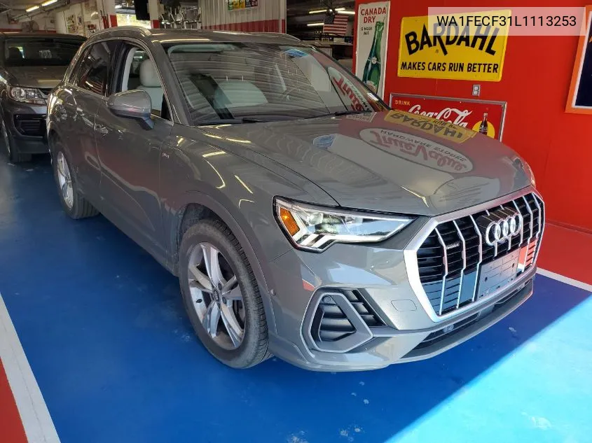 2020 Audi Q3 Prestige 45 Tfsi S Line Quattro Tiptronic VIN: WA1FECF31L1113253 Lot: 40443295