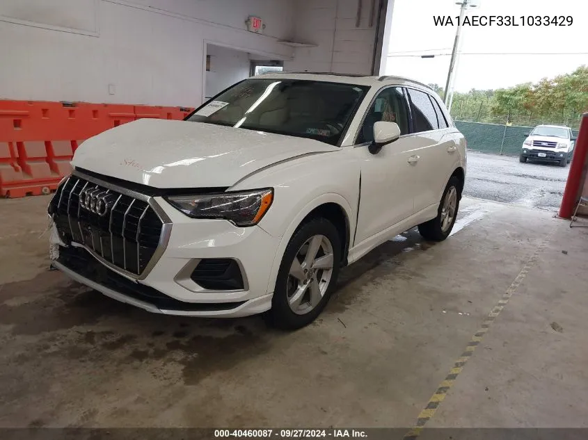 2020 Audi Q3 Premium 45 Tfsi Quattro Tiptronic VIN: WA1AECF33L1033429 Lot: 40460087