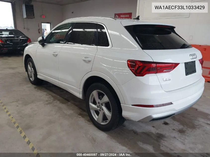 2020 Audi Q3 Premium 45 Tfsi Quattro Tiptronic VIN: WA1AECF33L1033429 Lot: 40460087