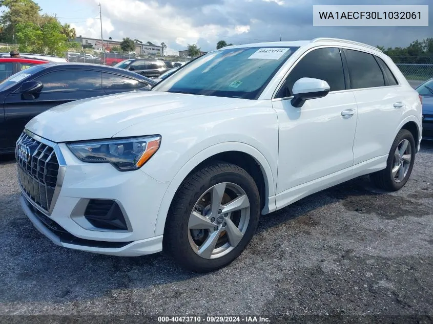 2020 Audi Q3 Premium VIN: WA1AECF30L1032061 Lot: 40473710