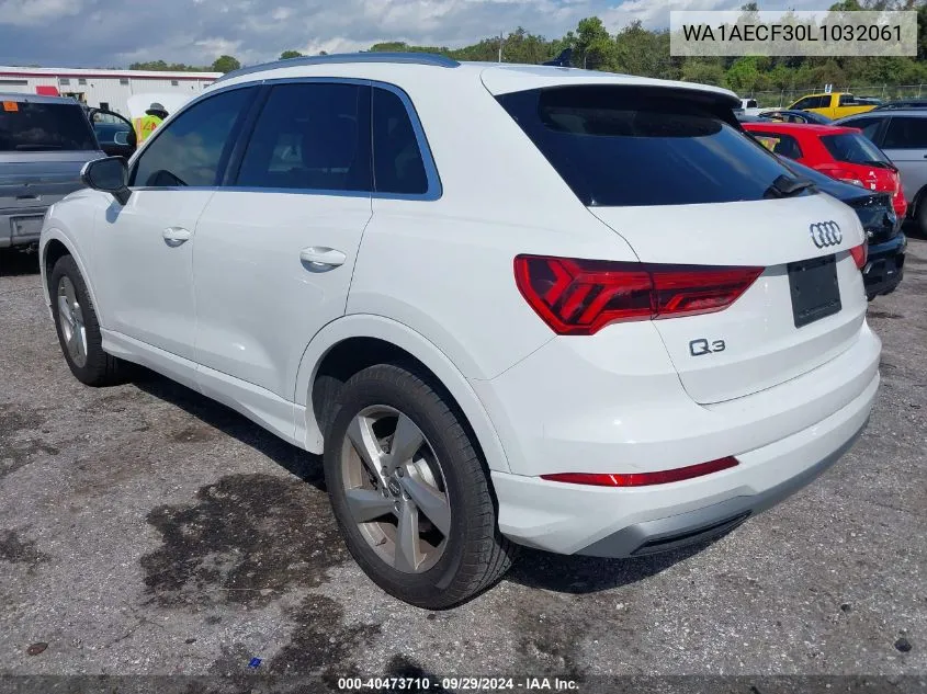 2020 Audi Q3 Premium VIN: WA1AECF30L1032061 Lot: 40473710