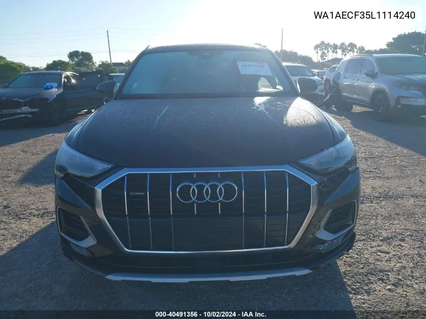 2020 Audi Q3 Premium 45 Tfsi Quattro Tiptronic VIN: WA1AECF35L1114240 Lot: 40491356